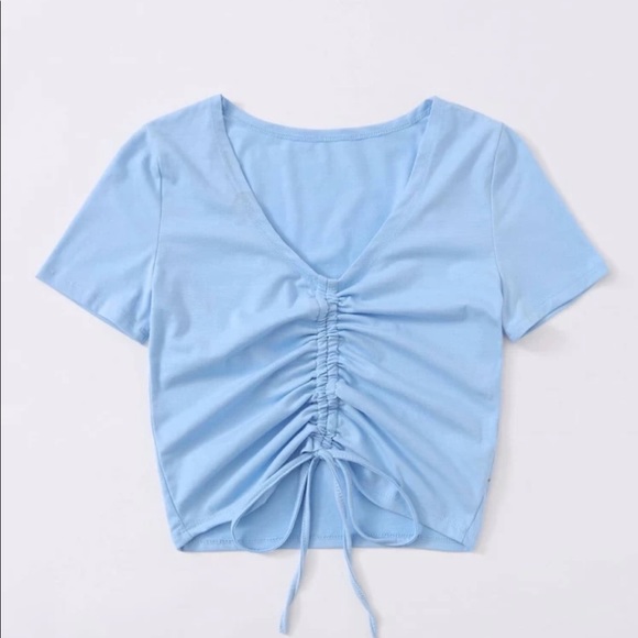 Drawstring Front Tie Tee - Picture 2 of 3